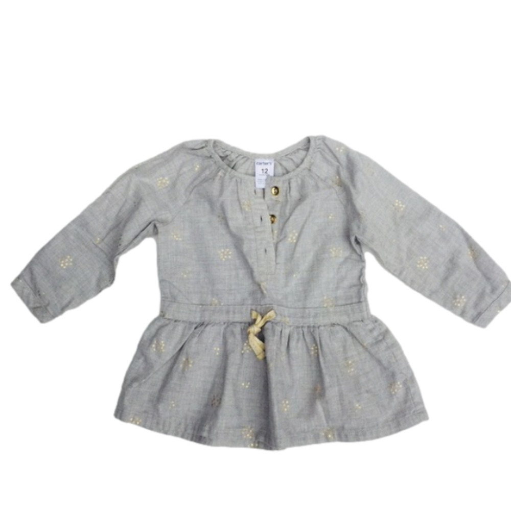 Carter’s baby girls grey golden accent dress